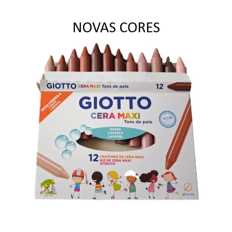 Giz de Cera Maxi Tons de Pele 12 cores Giotto