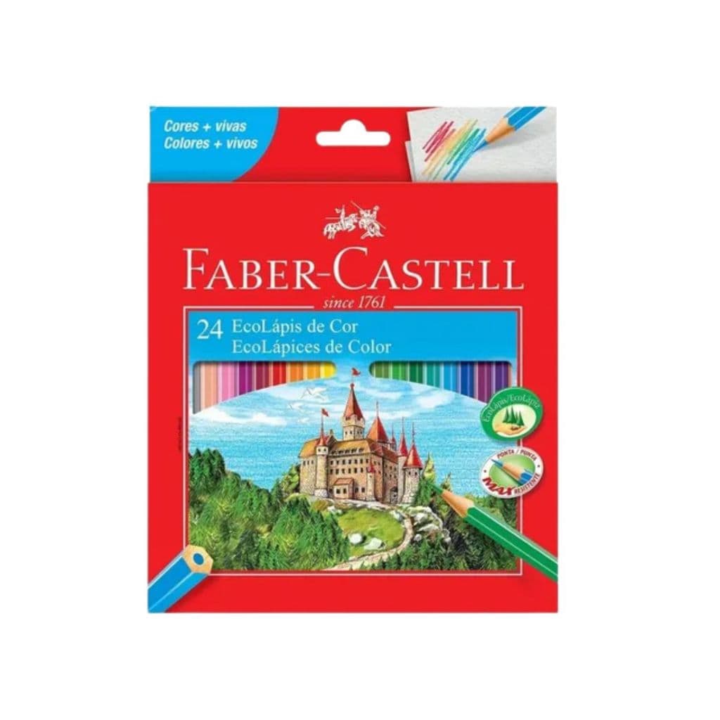 Lápis de Cor Faber-Castell 24 Cores Escolar Desenho Pintura Sextavado Original