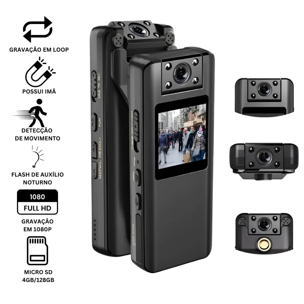 Mini Câmera de Segurança Full HD 1080p com Sensor de Movimento e Visão Noturna A22