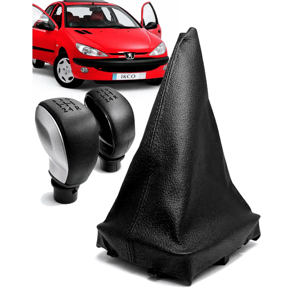 Kit 2pçs Coifa Com Manopla Bola de Câmbio Linha Peugeot 206 207 306 307 2012 2013 2014 2015