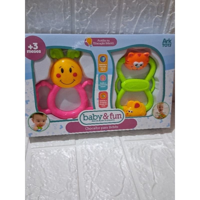 Kit 2 Chocalhos Bebê - Estimula Desenvolvimento +3m