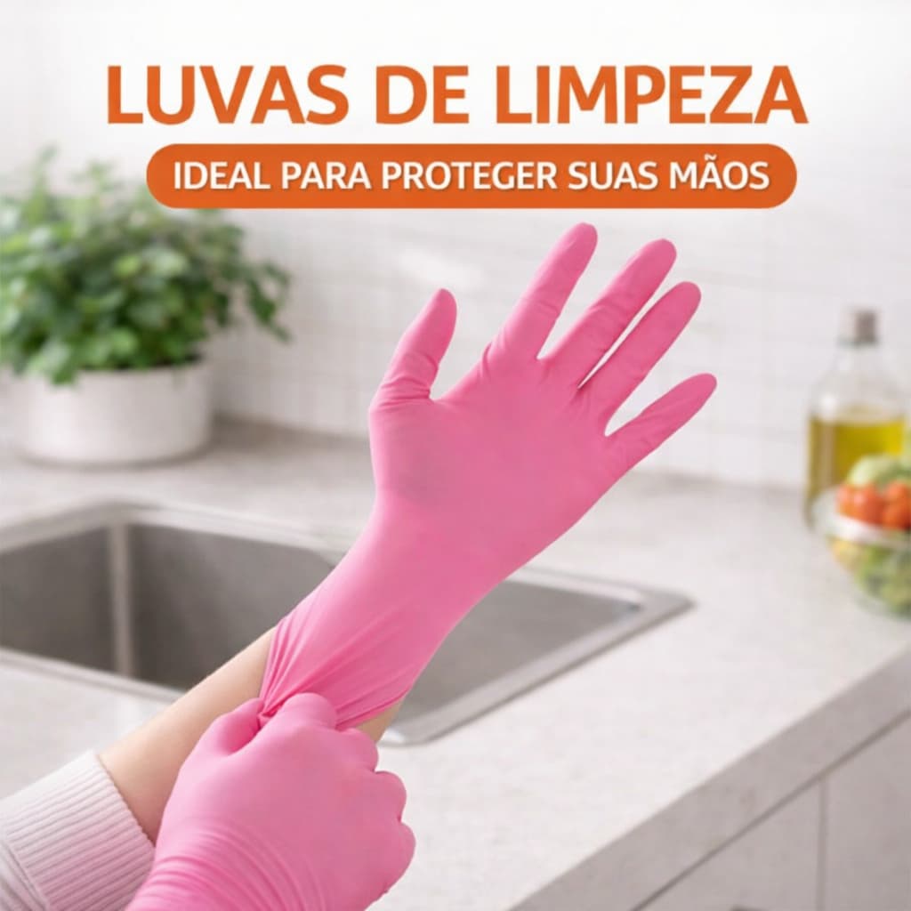 Kit 10 Pares Luva Rosa Luva Descartável Nitrilica Talge Rosa Sem Pó 20 Unidades