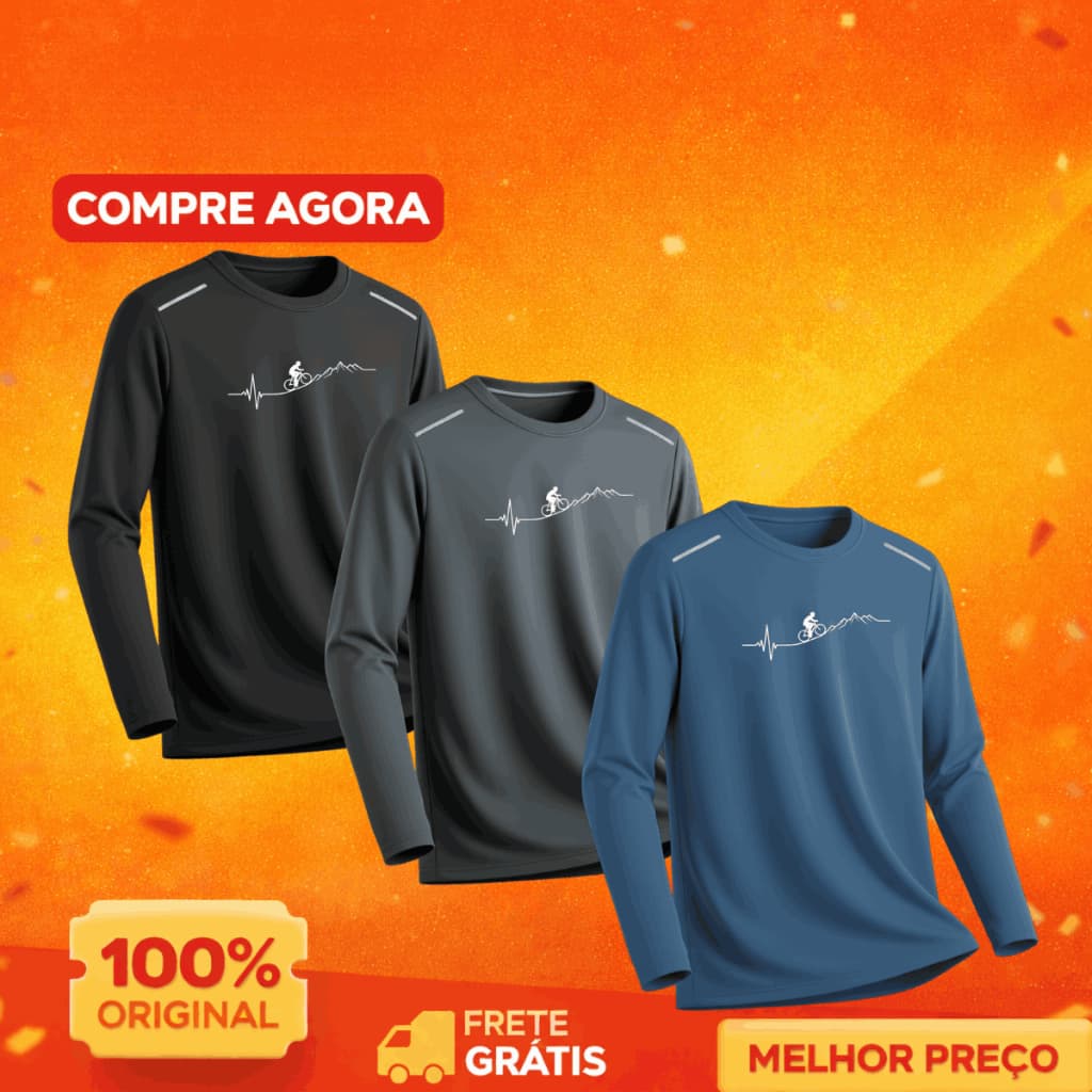 Kit 3 Camisa Dry Fit Manga Longa Esportiva Masculina Corrida Refletiva