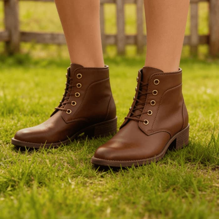 Bota Feminina Social Confortável Cano Curto Salto Baixo Sapato Feminino Trabalho Escritório