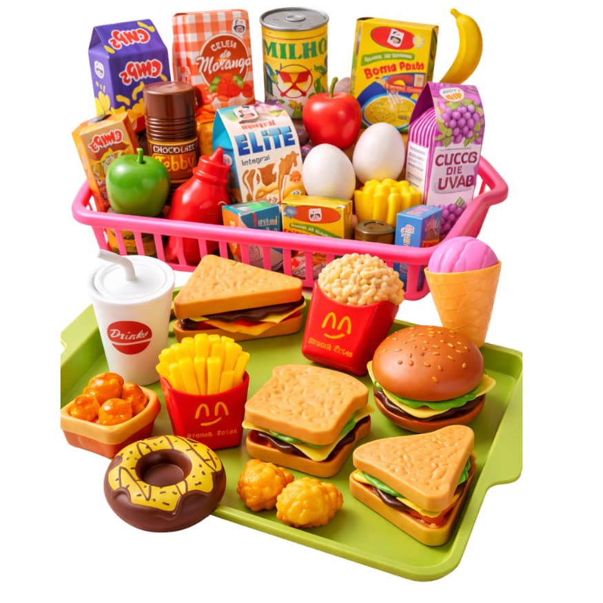Kit Comidinhas De Cozinha Menina Menino Infantil 21 Pcs Mercadinho Brinquedos  Panelinhas Presente
