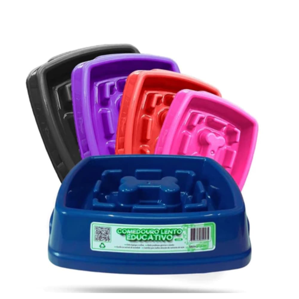Comedouro Educativo Lento Interativo Pet 1200ml para Cachorro Cães e Gatos Grande  e Pequeno