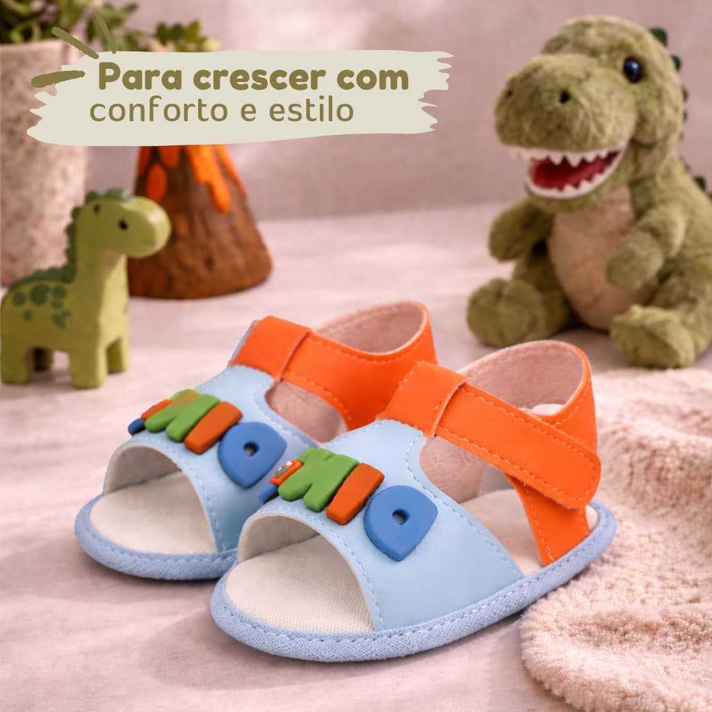 Sandália Bebê Dino Menino Macio Conforto Total Ideal para Primeiros Passos