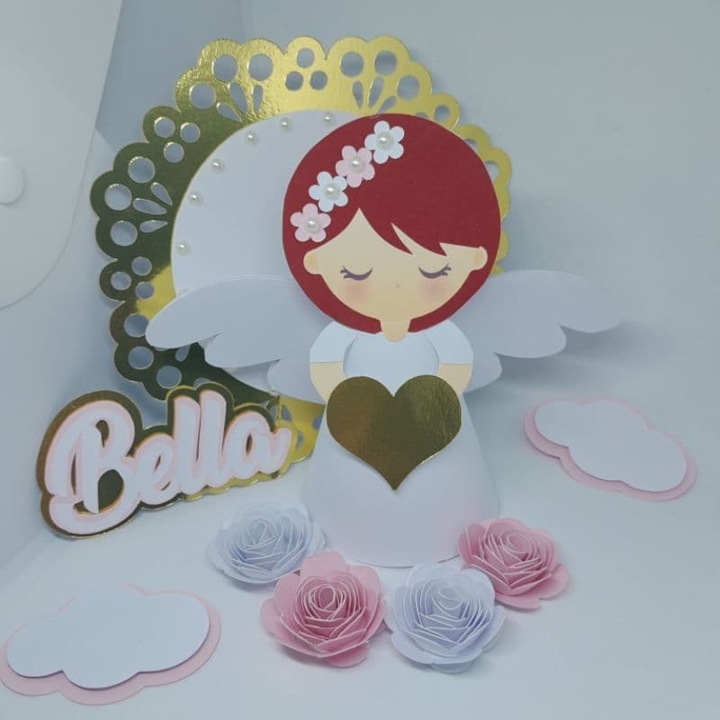 Topo de Bolo Personalizado 3D - Batizado e Crisma Primeira comunhão Detalhes Delicado Personalizado bonequinha