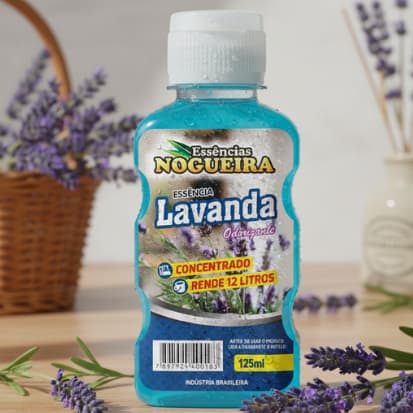 Essência Lavanda Nogueira 125ml Super Concentrado Odorizante e Desinfetante para Ambiente Rende 12L