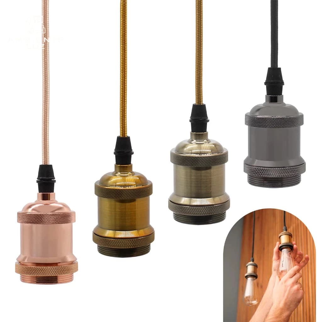 Pendente 1.5M Vintage Retro Simples E27 Soquete Decoração Teto