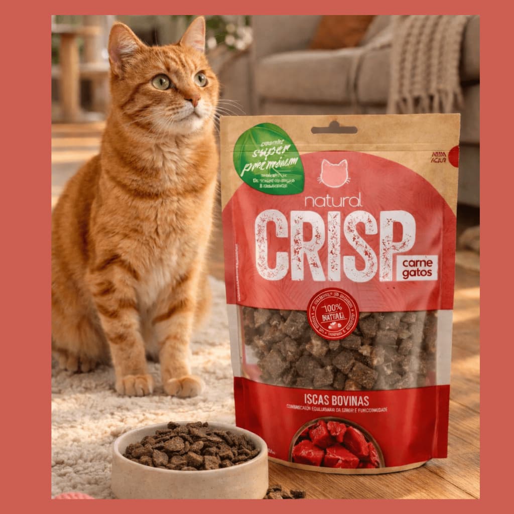Petisco 100% Natural de Iscas Bovinas para Gatos | Petisco Natural Crisp de Carne bovina desidratada para gatos - 20gr
