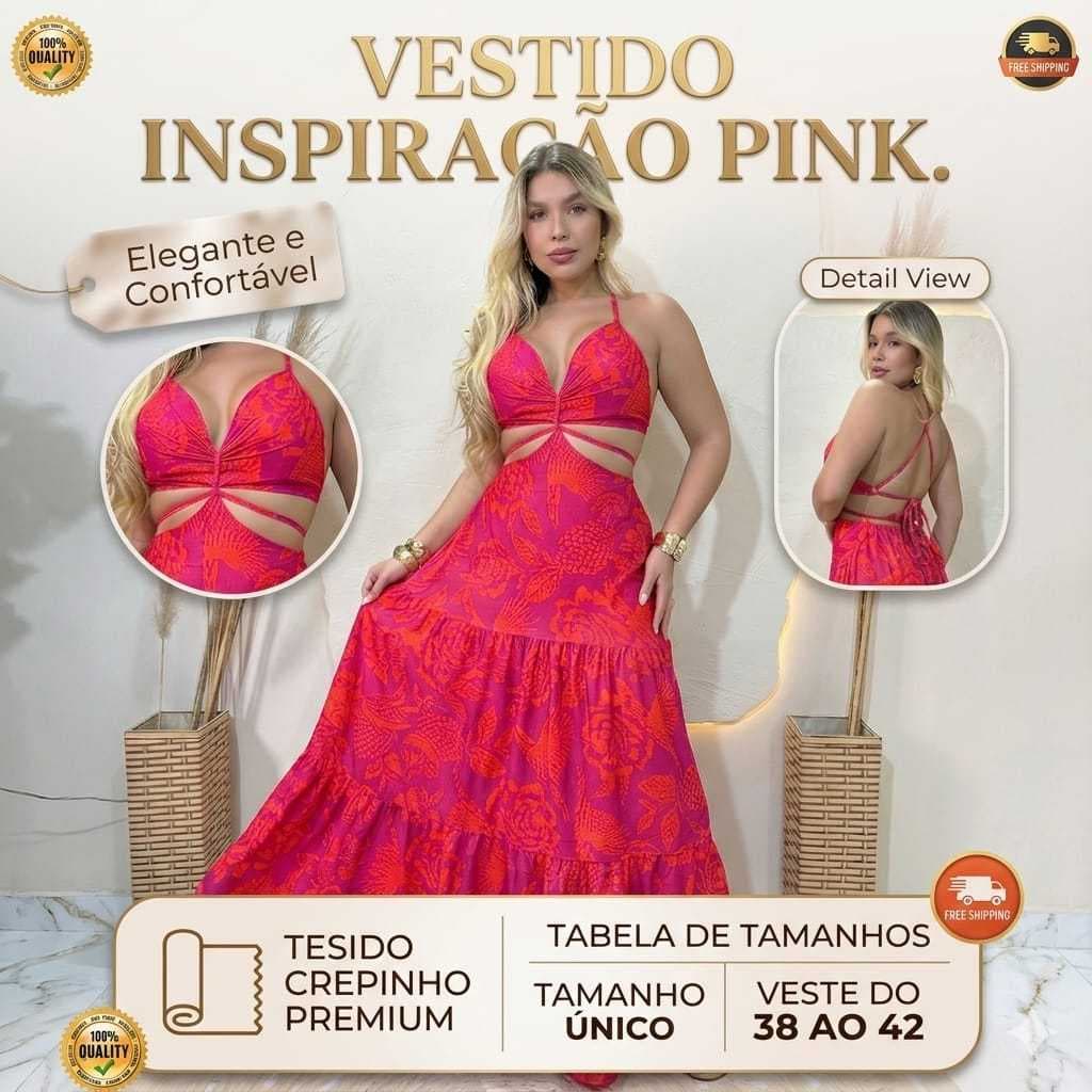 Vestido feminino Longo Estampado de bojo frente unica con amarração nas costas