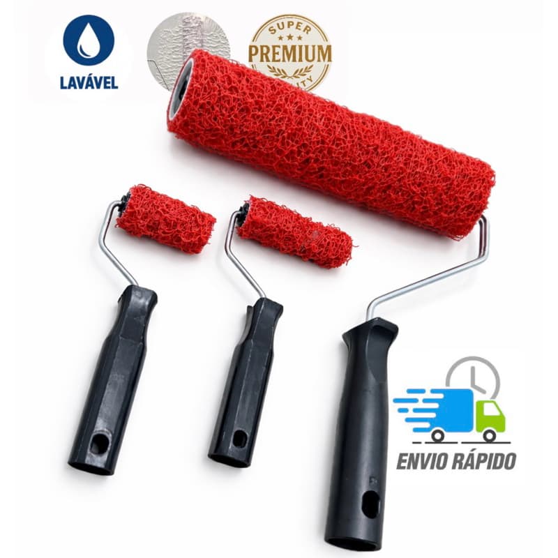 Kit Textura Rolos Cabelo de Anjo Premium 23cm/9cm/5cm C/Suporte
