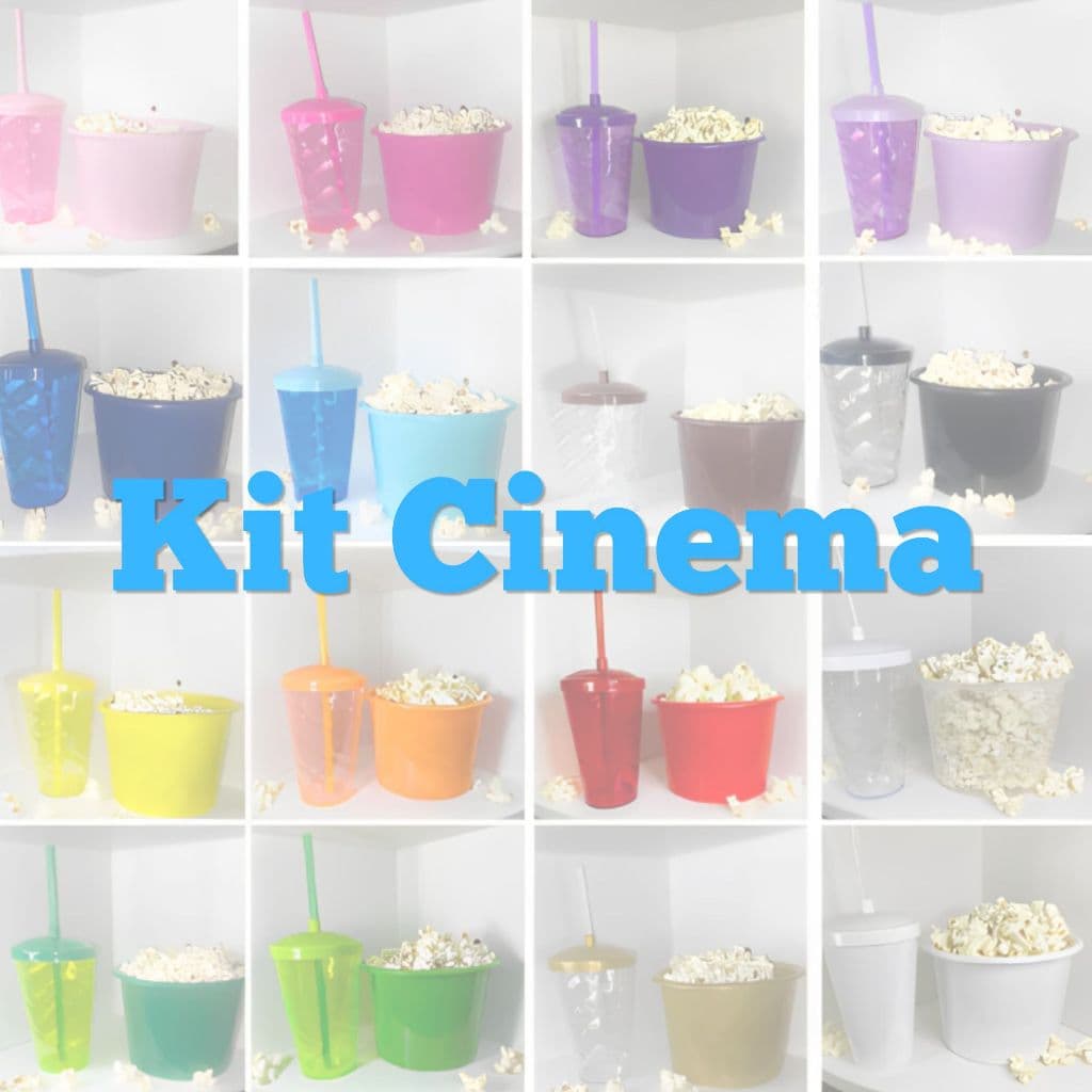 Kit Cinema 40 balde 1,5L Pipoca + 40 copos Twister Colorido 500ml