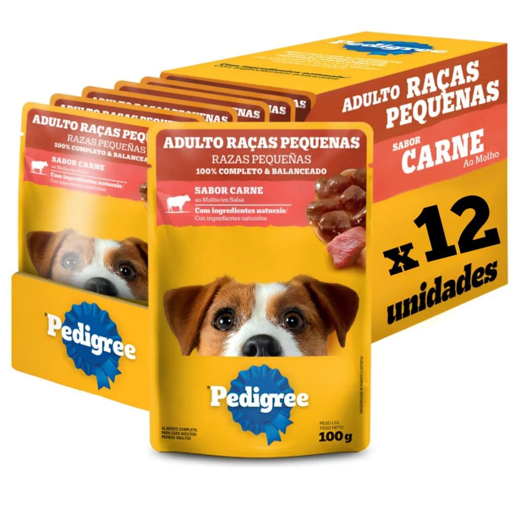 KIT 12 UNIDADES SACHÊ PEDIGREE RAÇAS PEQUENAS CARNE AO MOLHO 85G