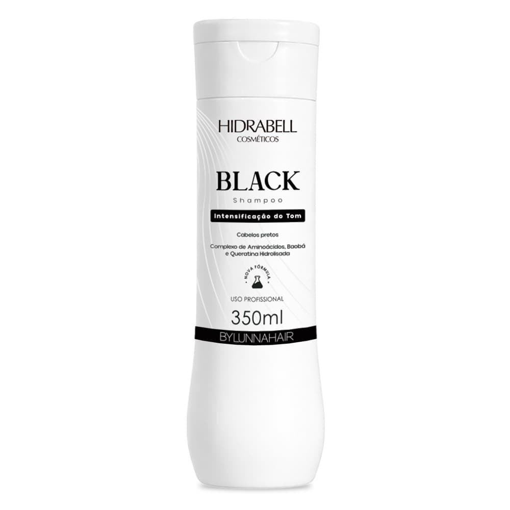 Shampoo Escurecedor Cabelos Brancos Intensificador Preto Black Efeito 100% Natural 350ml Hidrabell