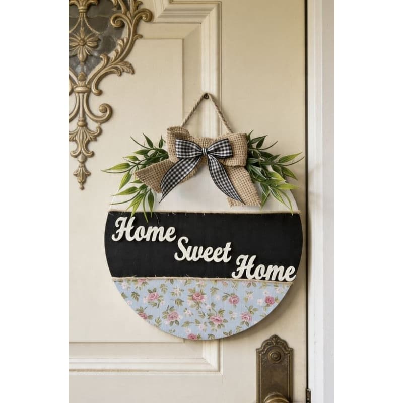 Placa Decorativa Guirlanda - Home Sweet Home