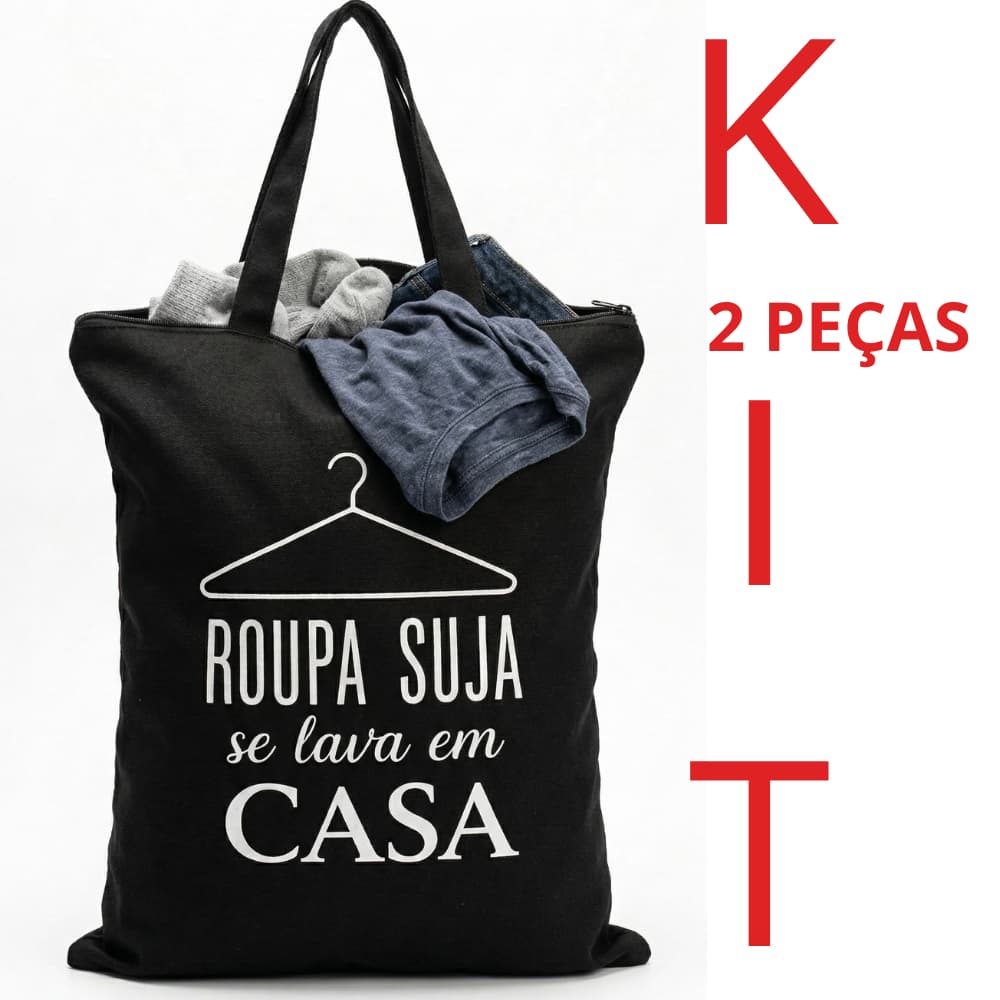 KIT 2 Sacos para Roupas Sujas de Viagem  passeios Reforçado Impermeável e com Zíper