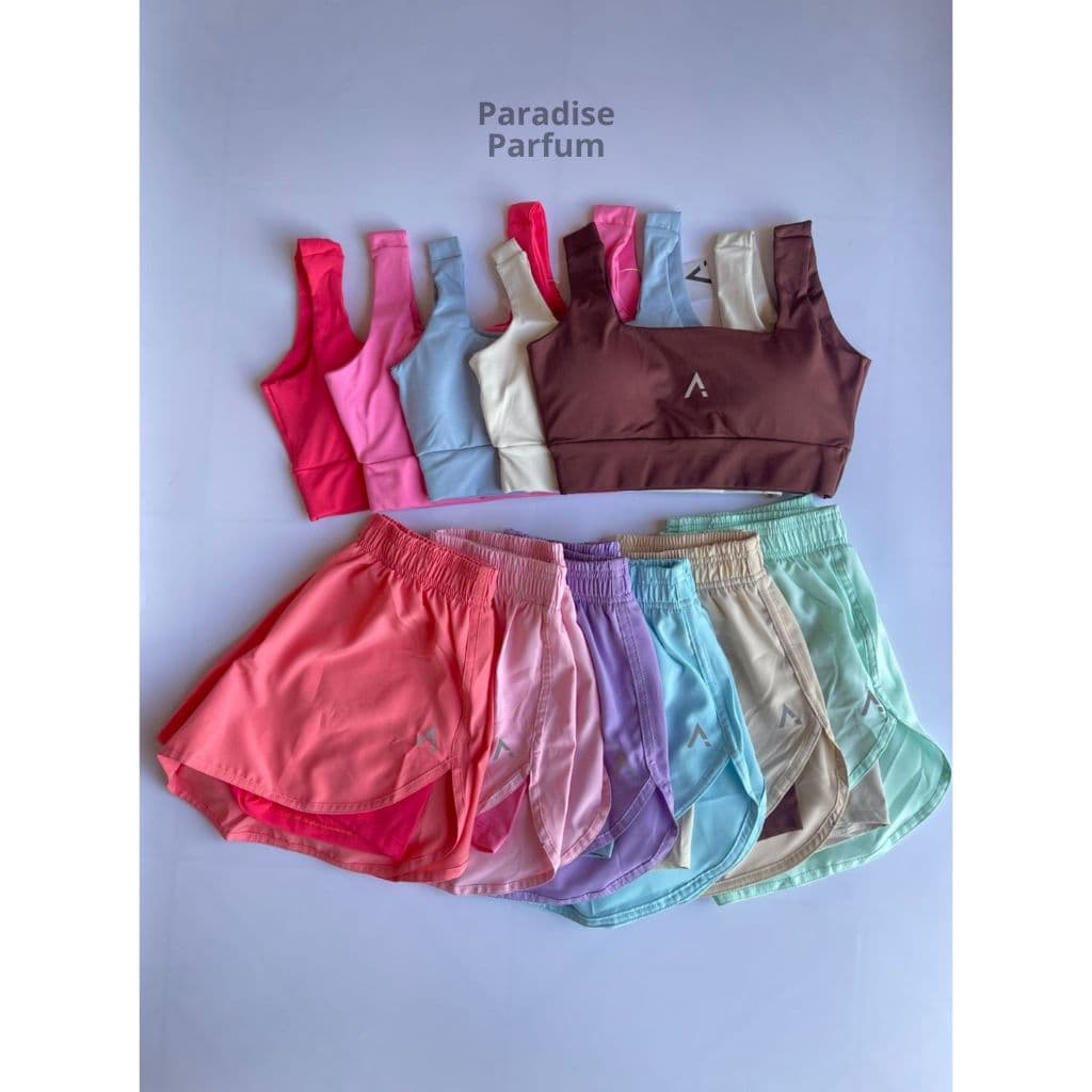Conjunto de Short Duplo e Top Aurora Feminino Poliamida
