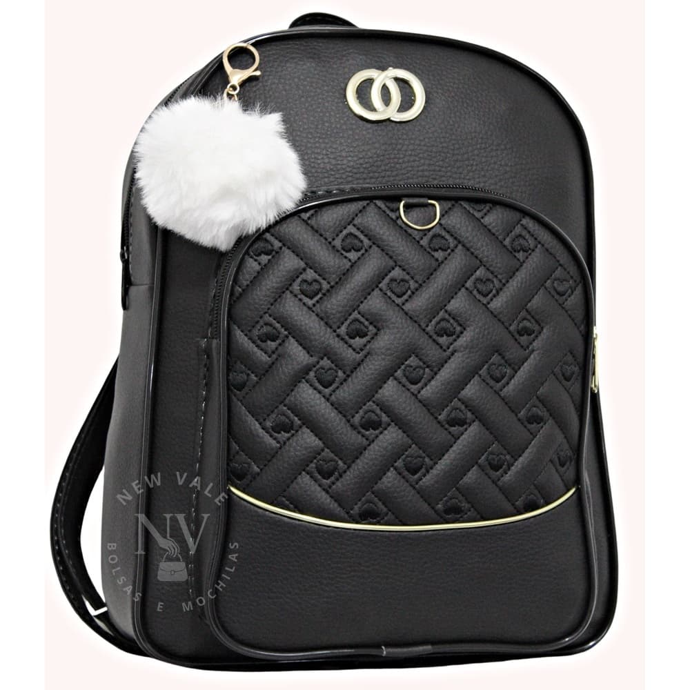 Mochila Feminina Bolsa Estilosa Estampa Design Exclusivo + Pompom.