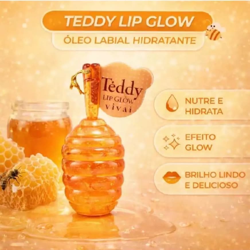Lip Gloss Teddy Vivai 6ml com Brilho Intenso para Lábios