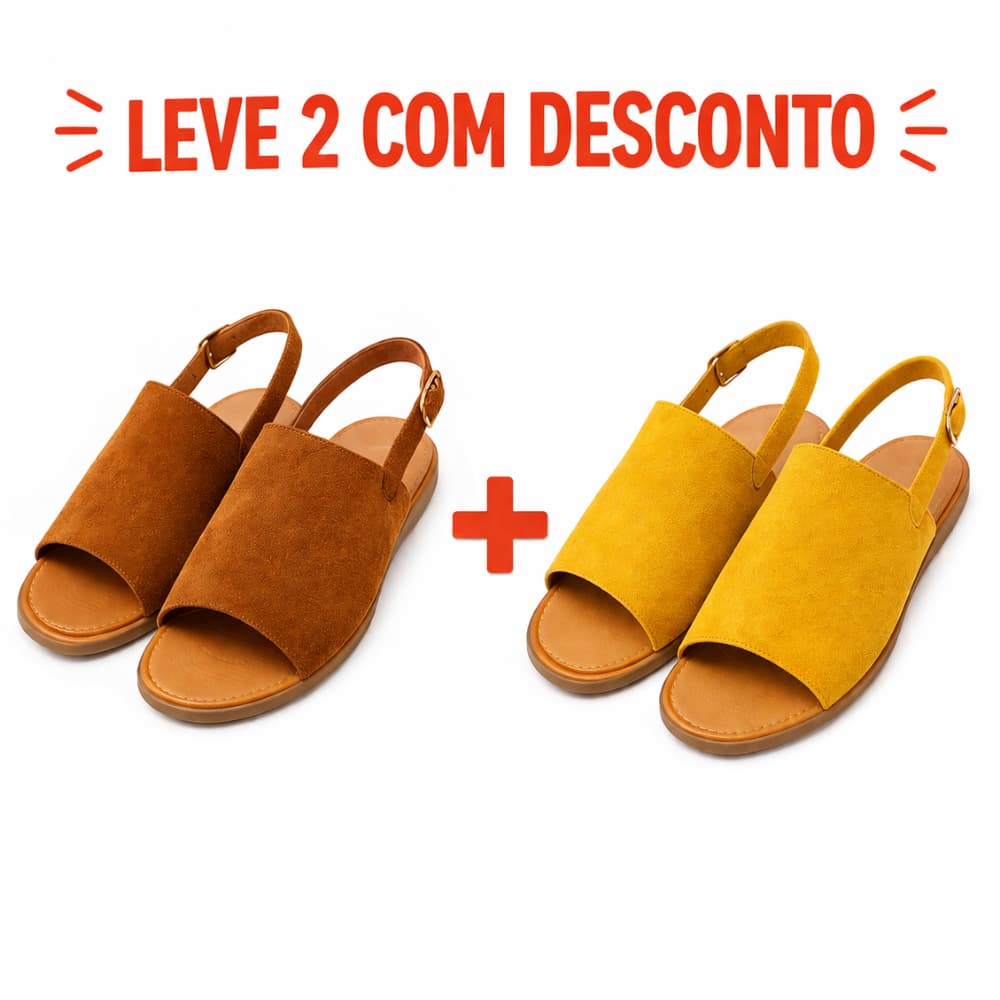 Kit 2 Pares Sandália Feminina Rasteirinha Confortável Suede Macia Leve Dia a Dia