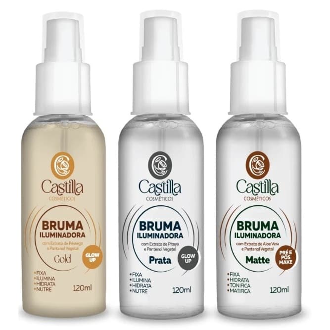 Bruma Iluminadora/Fixadora 120ml da Castilla/Afins Cosméticos