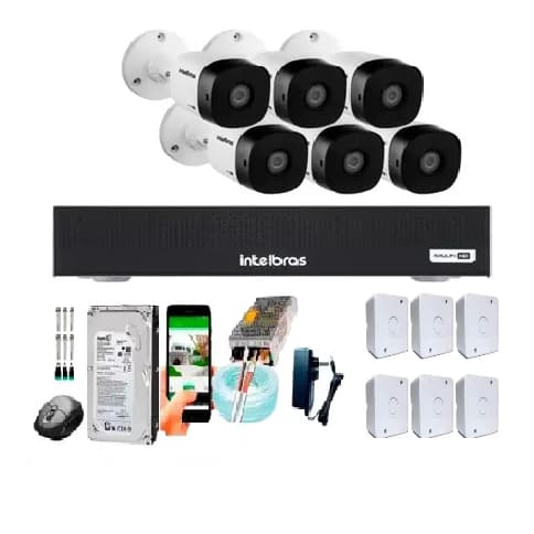 Kit 6 Câmeras Intelbras 1120b Hd Dvr Mhdx 8 Canais