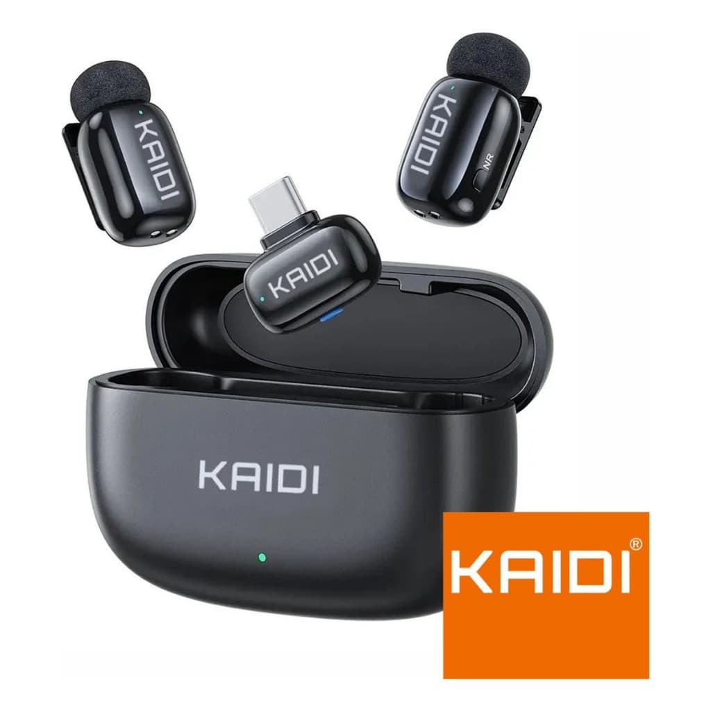 Microfone Lapela Kaidi Kmf3-c Bluetooth 5.2 Condensador Tipo-c 2 Unidades Preto