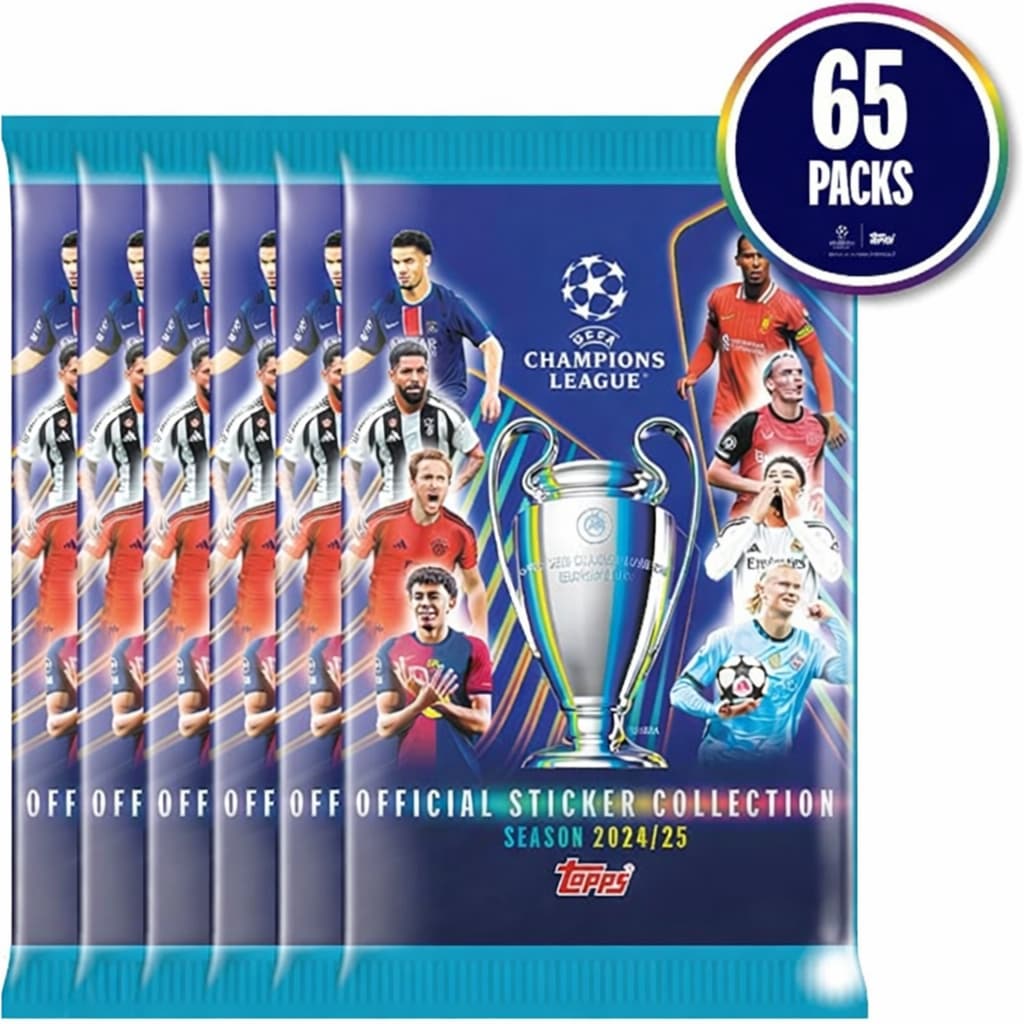 Kit 65 Envelopes Figurinhas UEFA Champions League 2024/2025 390 figurinhas Topps