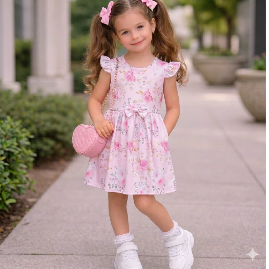 Vestido Infantil Estampado Floral Menina Verão Confortável e Estiloso
