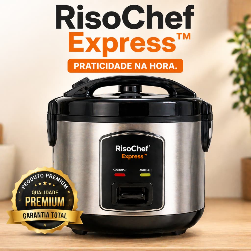 Panela de Arroz Elétrica 1L 127V Preta Antiaderente Compacta Tampa de Vidro RisoChef Express 1 Litro