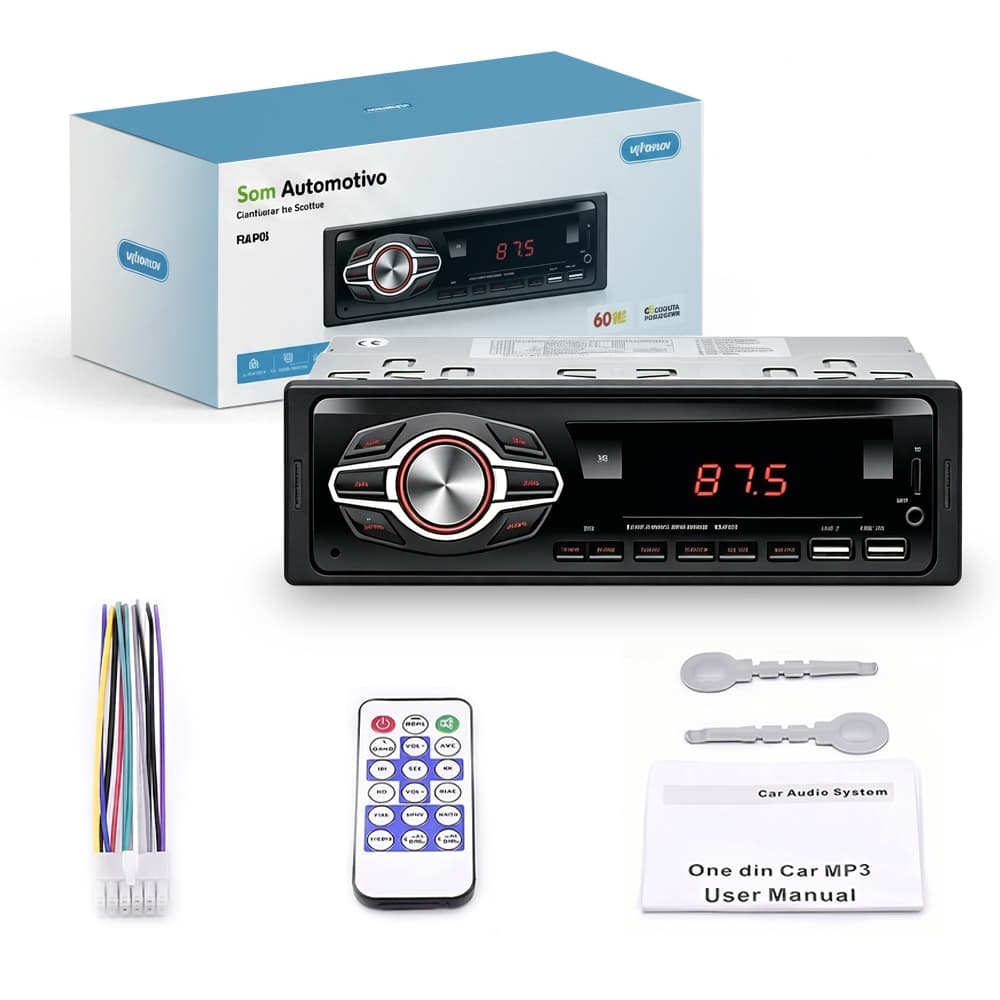 Mp3 Player Som Carro Automotivo Bluetooth Pendrive Sd Rádio Controle