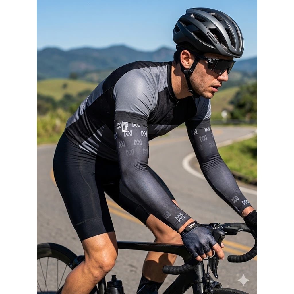 Manguito Ciclismo Meias&meias com Proteção UV Logo