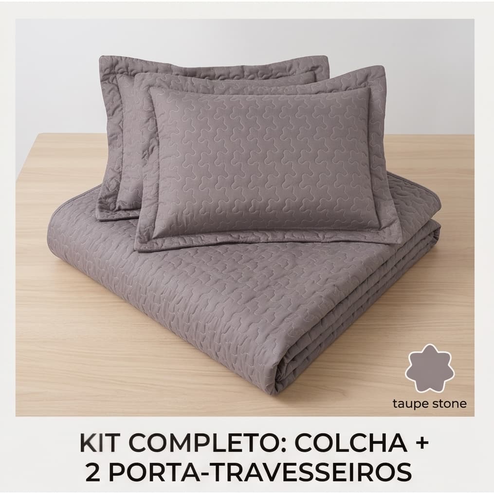 Colcha de Cama Leito Queen Boutis com 02 Portas Travesseiros Luxo