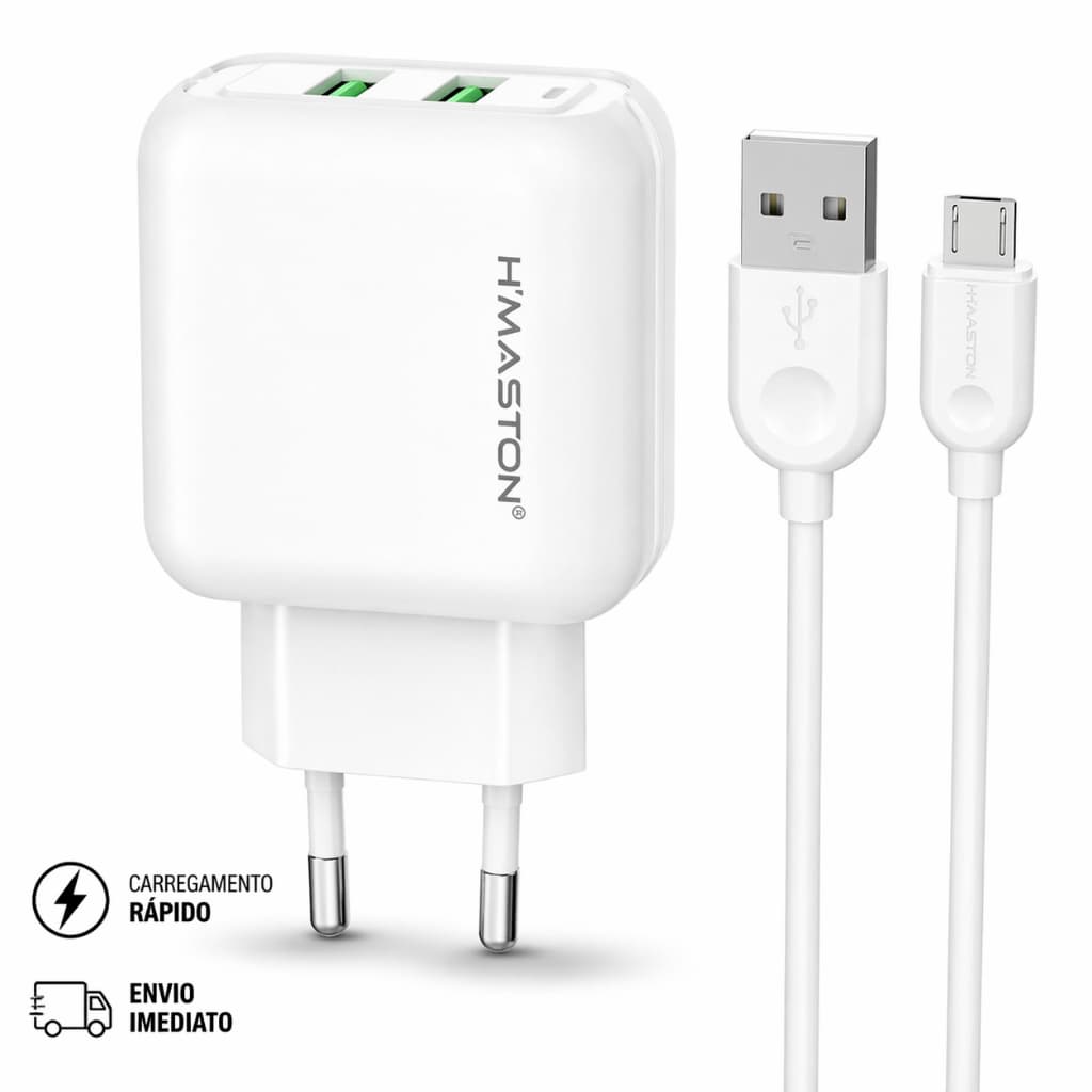 (ORIGINAL) Carregador V8 compatível com todos os celulares  entrada V8 Fonte Torre Portátil  2 USB 5