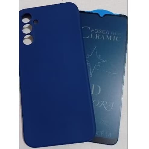 Kit Capinha de Silicone+ Película Samsung Galaxy A14 4G/5G de Cerâmica Fosca 9D