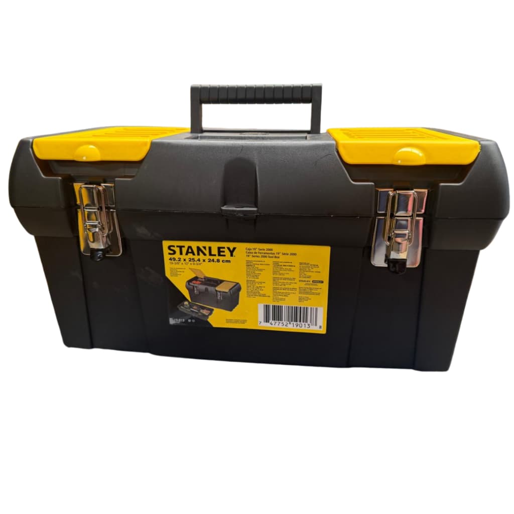 Caixa Plástica de Ferramenta Stanley 19'' Reforçada Com Fecho de Metal e Bandeja Interna