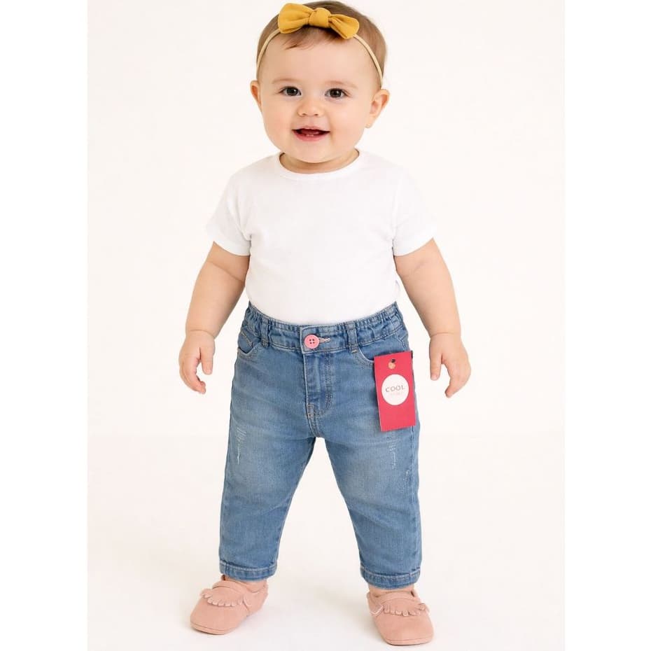 Calça Bebê Menina Jeans Infantil Com Elastano Moda Infantil Roupas de Menina Bebê