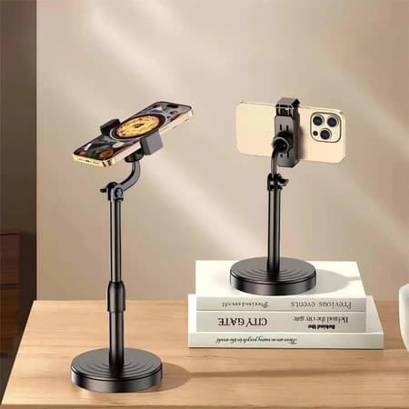 Tripé Ângulo de 360 Suporte Para Celular de Mesa Altura Ajustável Universal Vídeos Selfies