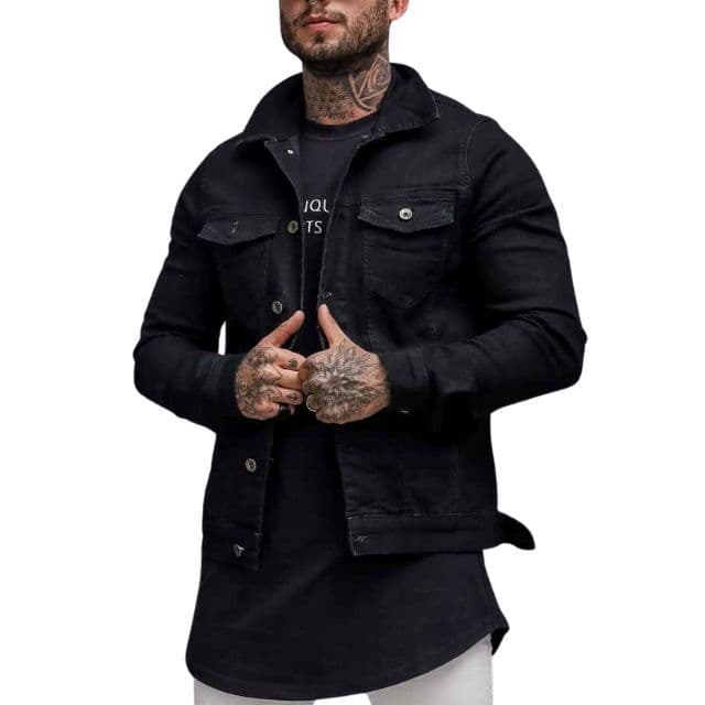 116M - Jaqueta Masculina Jeans Jaqueta Denim Masculina com Bolsos Homem Dia dos Pais Premium