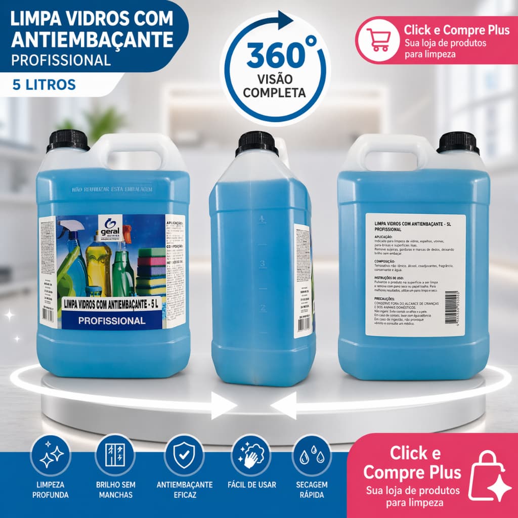 Limpa Vidros com Antiembaçante 5L – Transparência Total e Proteção!