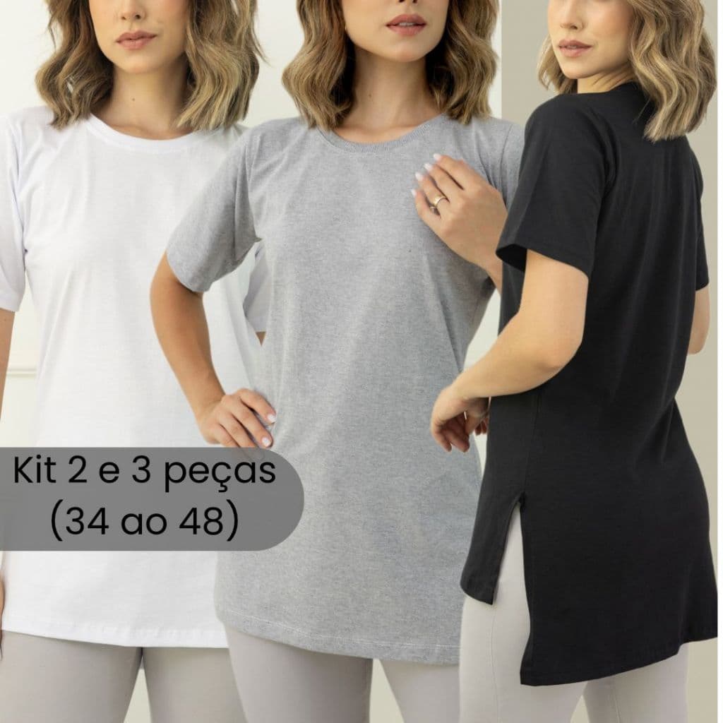 Kit 2 Blusa Oversized T Shirt Lisa Camisetao Feminino