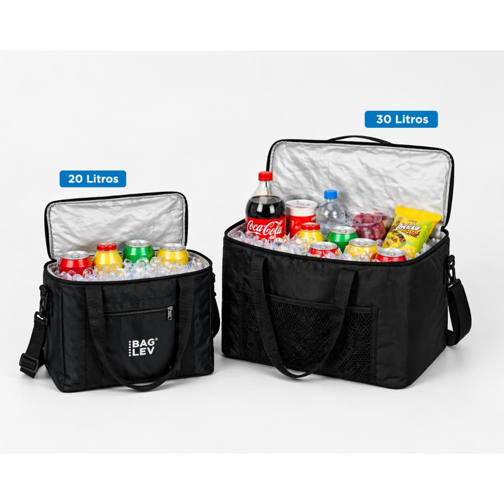 Kit 2 Bolsas Termicas 20L E 30L Impermeavel Nao Vaza Cooler Dobravel Praia Viagem Camping Delivery