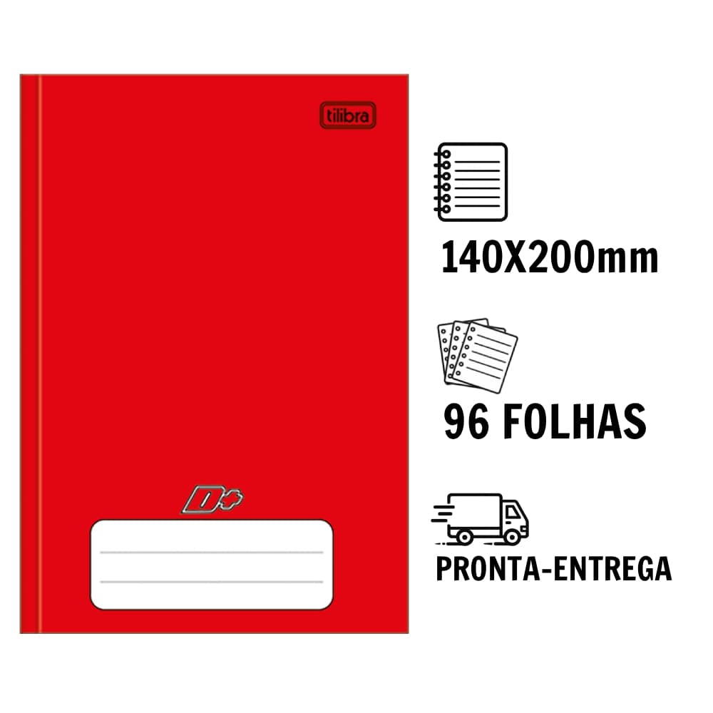 Caderno Capa Dura 1/4 D+ Vermelho 96 Folhas Tilibra Brochura