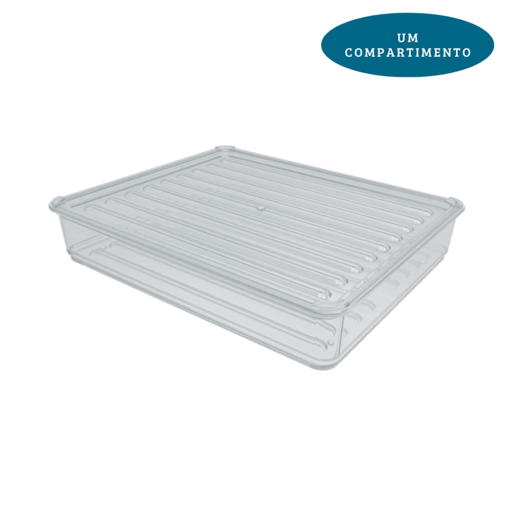 Porta Frios de Acrilico com 1 Compartimento para Presunto Queijo Com Tampa Empilhável Geladeira Organizador