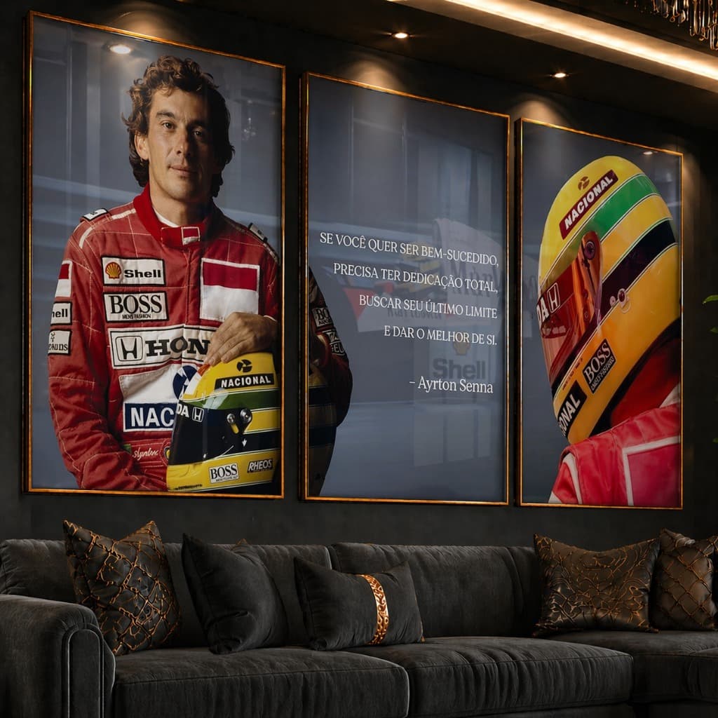 Quadro Decorativo Ayrton Senna Frase Motivacional Para Sala Quarto Cozinha Hall