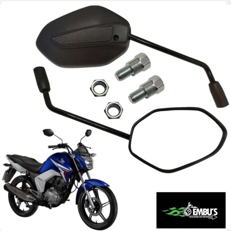 Par Retrovisor EMBUS Moto Titan 150 / Fan 160 / Bros 160 ( 2025-2026 ) + adaptador rosca Honda