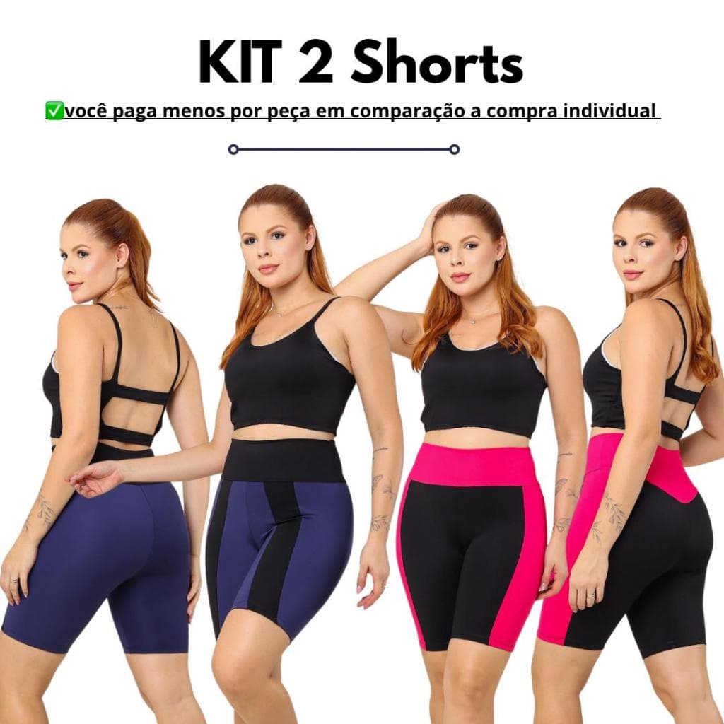 Kit Shorts Feminino Academia Caminhada PoliamidaTecido Antibacteriano