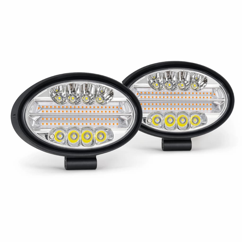 Par Farol De Milha Led 144w Oval Off Road 12v 24v Auxiliar
